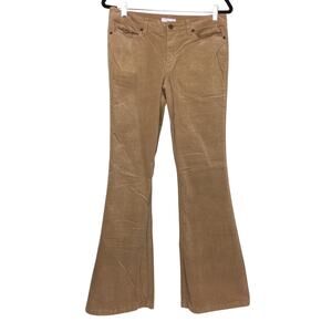 New York & Company Stretch Retro 90s Style Flare Mid Rise Tan Corduroy Pants 8